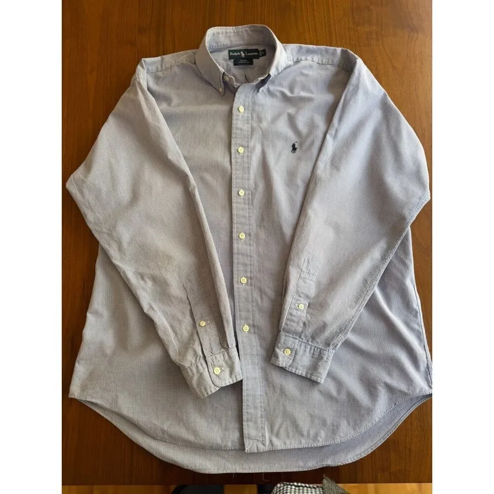 Polo Ralph Lauren Men's Blake Classic Blue Gingham Button-Down Shirt - Size L